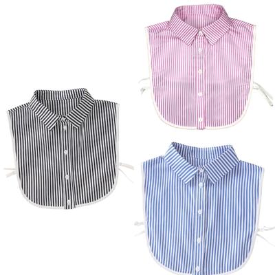 Colletto Falso Moda Con Strisce Bianche Collare Rimovibile Mezza Camicia Blusa Accessorio Professionale per Ufficio