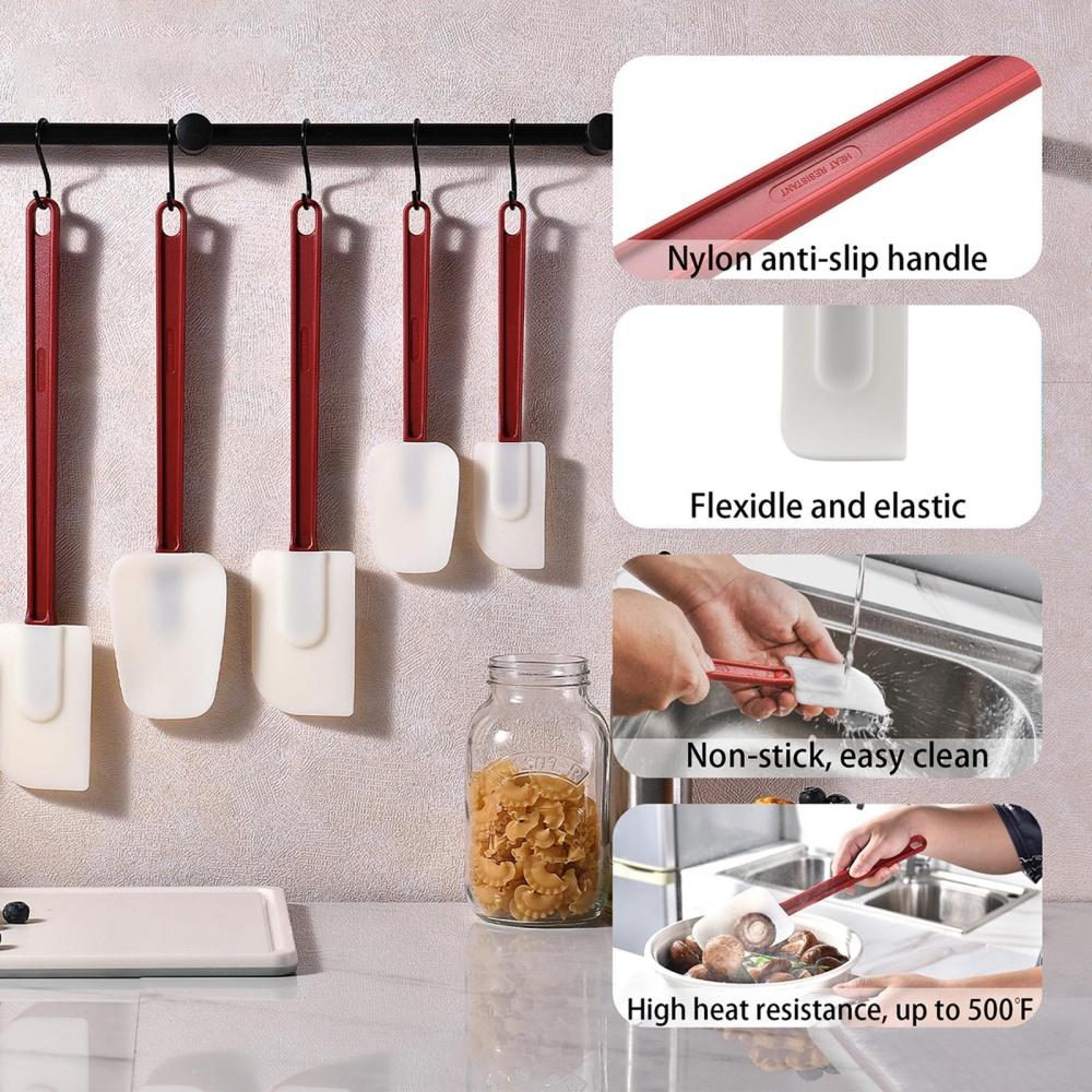 2 Pieces Food Grade Silicone Scraper Home Party DIY Cake Cream Scraper Extended Handle Baking Scraper Kitchen Baking Kit Tools