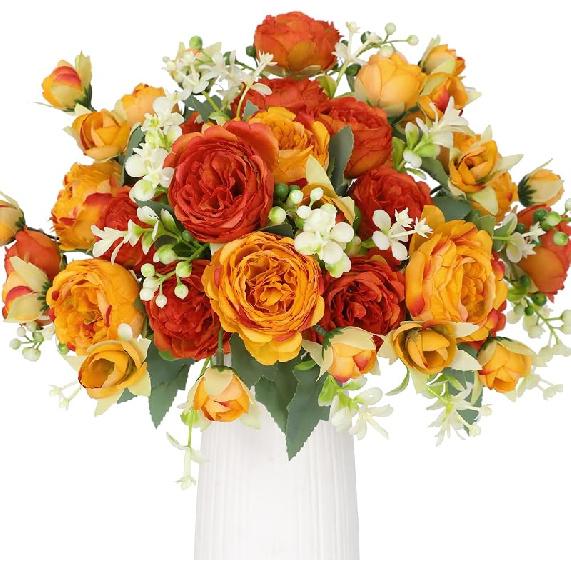 Floweroyal 4 Bunches Peony Artificial Flowers White Flowers Silk Peonies Bouquets for Wedding Party Table Centerpieces Floral Arrangement Home