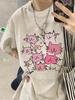 Guochao American pure cotton short-sleeved t-shirt women's new design sense niche loose large size fat mm cartoon top