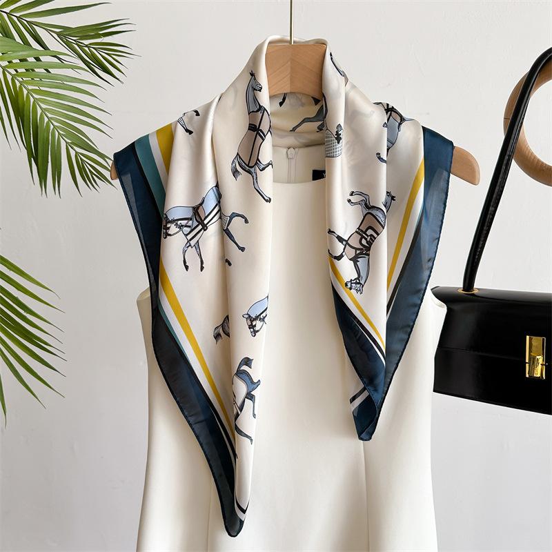 

Шарф для женщин модный принт шейный платок роскошная бандана дышащий 70 см квадратный шарф весна/лето повязка на голову хиджаб шарфы