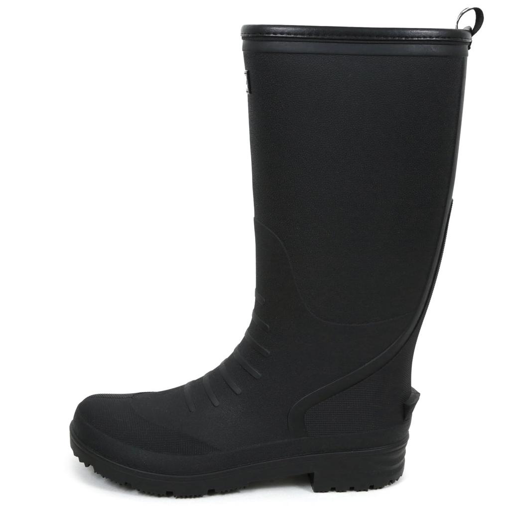 Mozu Herren Mittelhohe Regenstiefel mit TPE-Material, Rutschfester Sohle und Urethan-Futter, Schwarz, Größe L