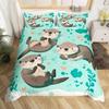Cute Cartoon Animal Print Comforter Cover Sets Sea Otter Duvet Cover Set Ocean Creature Otter Toddler Soft Polyester Bedding Set