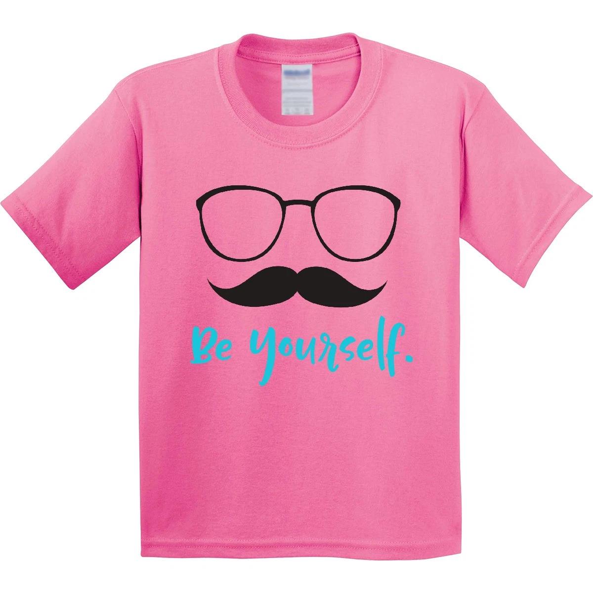 Inktastic Be Yourself, Glasses, Mustache, Moustache Youth T-Shirt Eyeglasses Boy 130