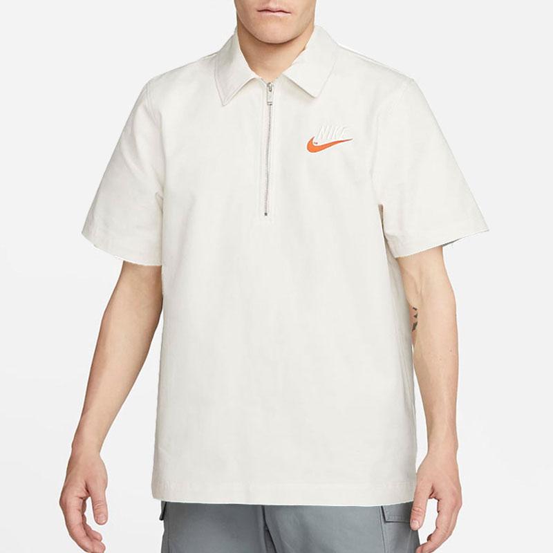 Nike Half-Zip Solid Short Sleeve Polo Shirt Men Tops White DM5284-030