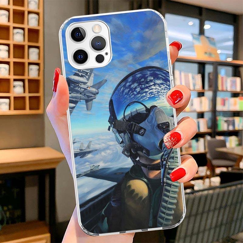 Military Aircraft Warship Fighter Cover Phone Case For iPhone 16 17 Air 15 14 Pro Max 16E Phone Case 13 Mini 12 11 7 SE 8 Print