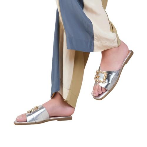 Where's That From Womens/Ladies Galaxy Diamante Faux Leather Cut Out Strap Flat Sandals 3 UK argenté