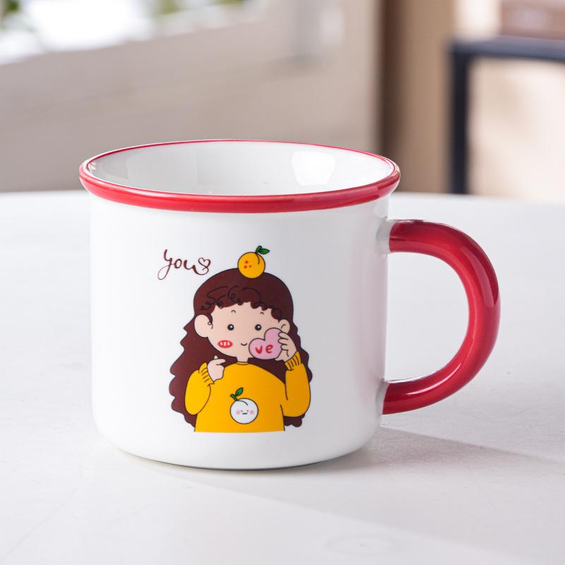 Retro High Value Ceramic Cartoon Cup Home Office Water Cup Cute Men and Women Coffee Cup Mug Gift
