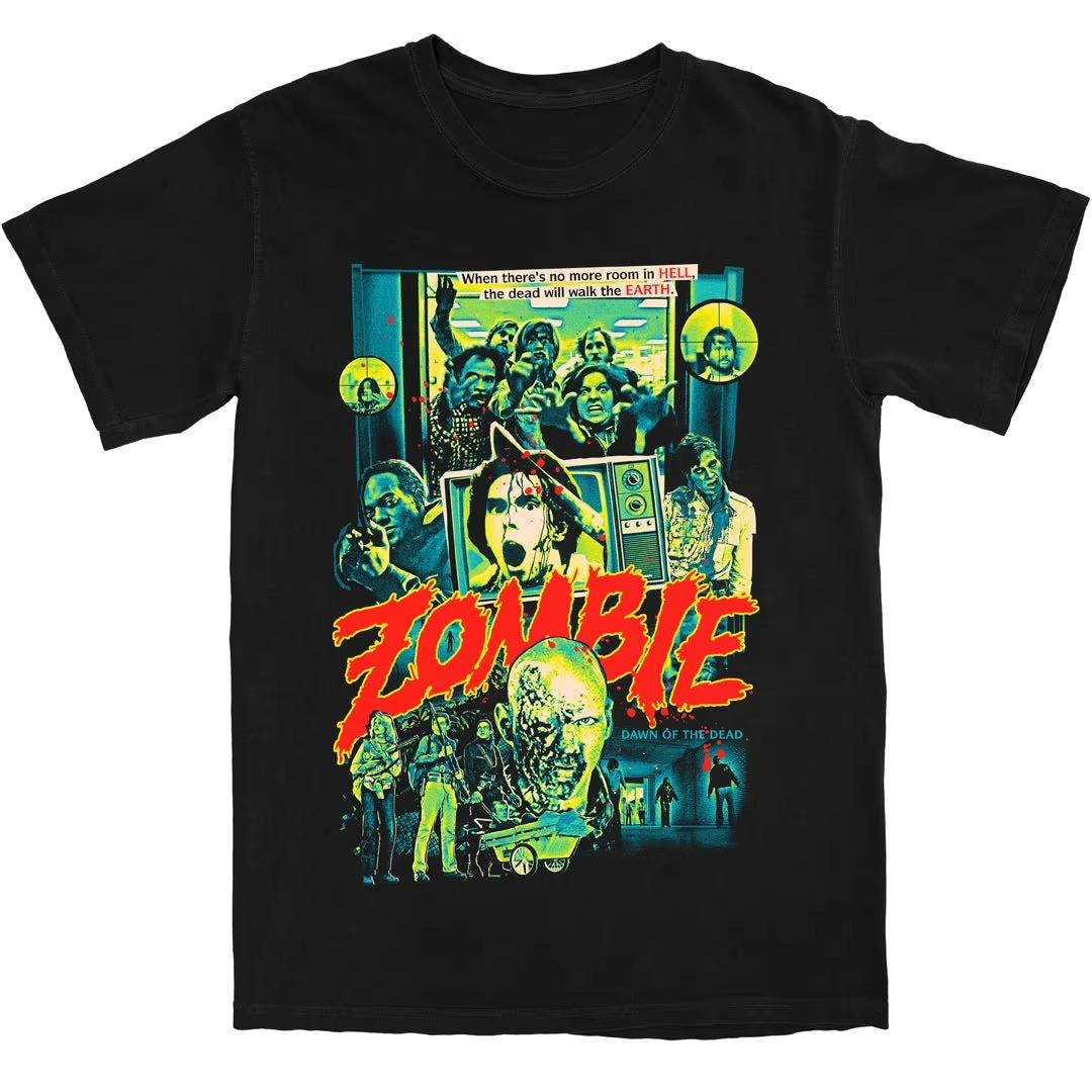 Dawn of The Dead Zombie Horror Movie Graphic T Shirt Men Women Classic Cult Zombie Apocalypse Streetwear Short Sleeve Tee 4XL
