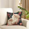 Cute oil painting colorful cat Cushion Cover Reversible Plush Pillow Cover Soft Fluffy  Home Decor for Sofa Bedroom