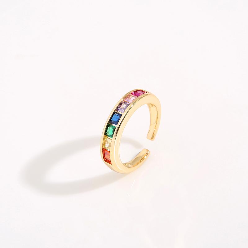 

1PC Party Gift Rainbow Cubic Zirconia European Women Lady Jewelry Micro Paved Bling Square Cz High Quality Cuff Bangle Bracelet