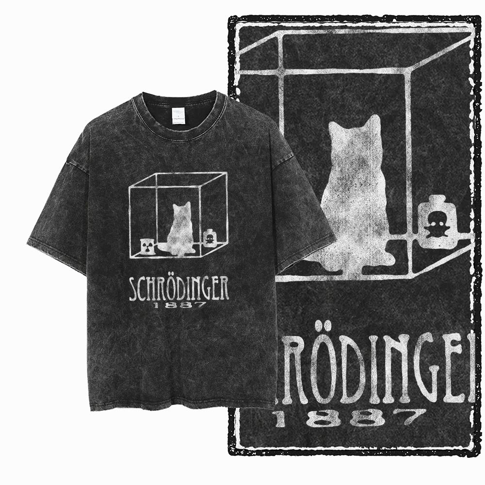 COOLMIND DB Katze Bedrucktes Baumwoll-Säuregewaschenes Exklusives Grafik-Unisex-T-Shirt Cooles Streetwear Herren T-Shirts Große Größe T-Shirt für Männer