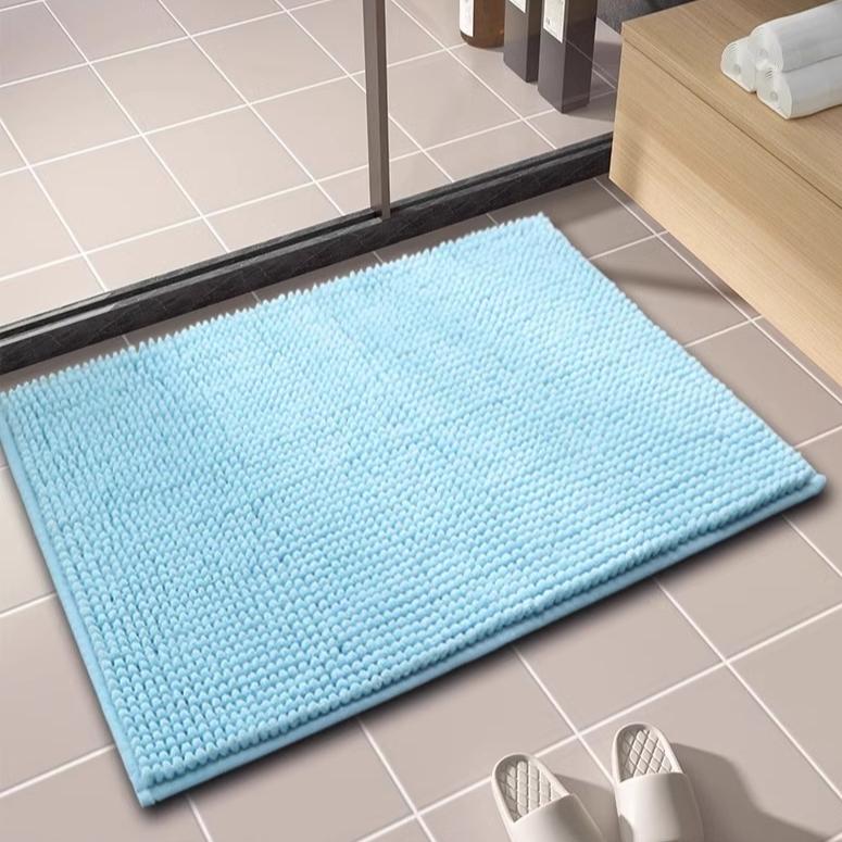 Chenille Bath Mats Extra Soft Comfort Bathroom Mats Super Absorbent Non Slip Fluffy Mats Machine-Washable Dry Bath Rugs