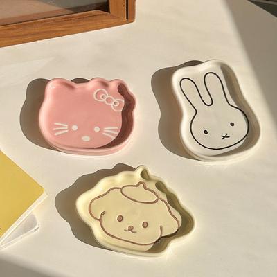 Cute Cartoon 4-inch Small Plate Cat Seasoning Plate Underglaze Dipping Plate Household Hand-painted Taste Plate Soy Sauce Vinegar Plate