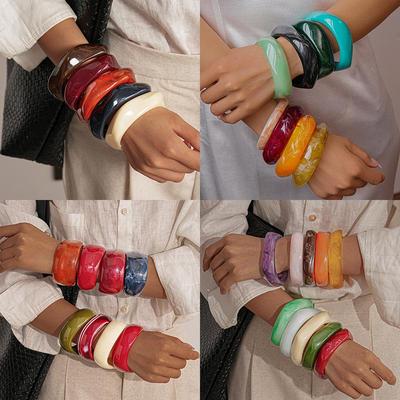 Elegant Irregular Oval Resin Bracelet - Luxurious European & American Fashion Jewelry