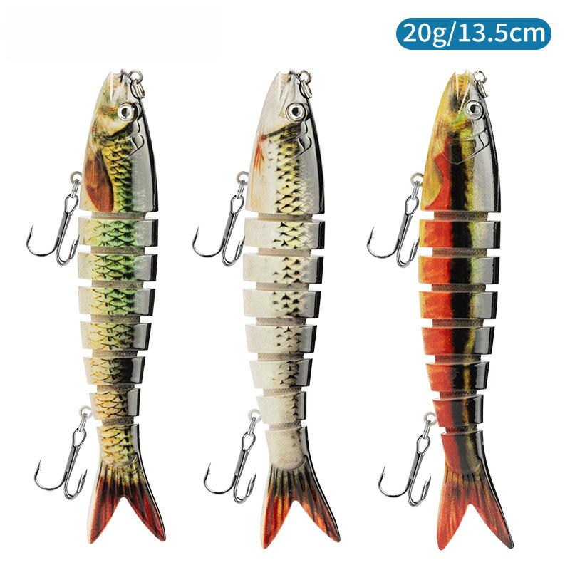 3pcs In One Pack 8-Segments Fishing Lure Bionic Fake Bait Set Long Casting Slow Sinking 13.5cm 20g Realistic Hard Bait