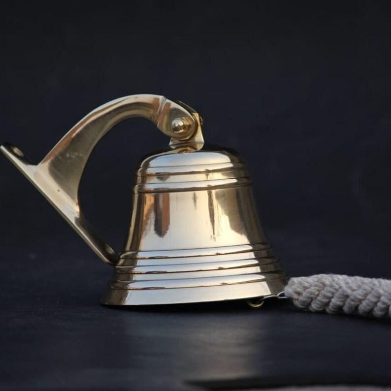 Antique Solid Brass Ship Bell Vintage Pub School Door Bell Wall Mounted Bracket Nautical Marine Time Gifts