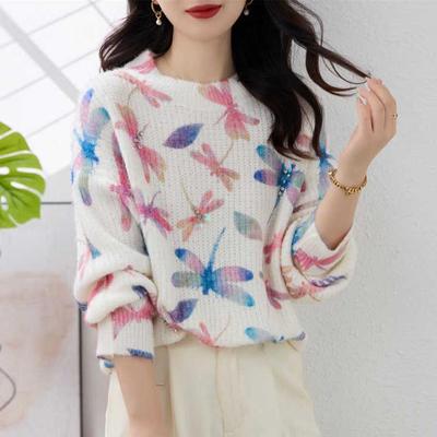 DIMANAF 2024 Herfst Dames Kleurrijke Truien Breien Basic Mode O-hals Stijl Losse Pullover Trui
