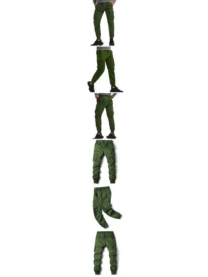 2024 Spring/Summer Men's Solid Color Casual Cargo Pants 8017, Plus Size Available