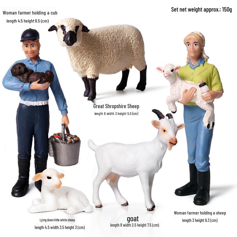 Animal Model Ranch Set: Chicken, Dog, Cow, Sheep, Horse Miniature Toy Scene
