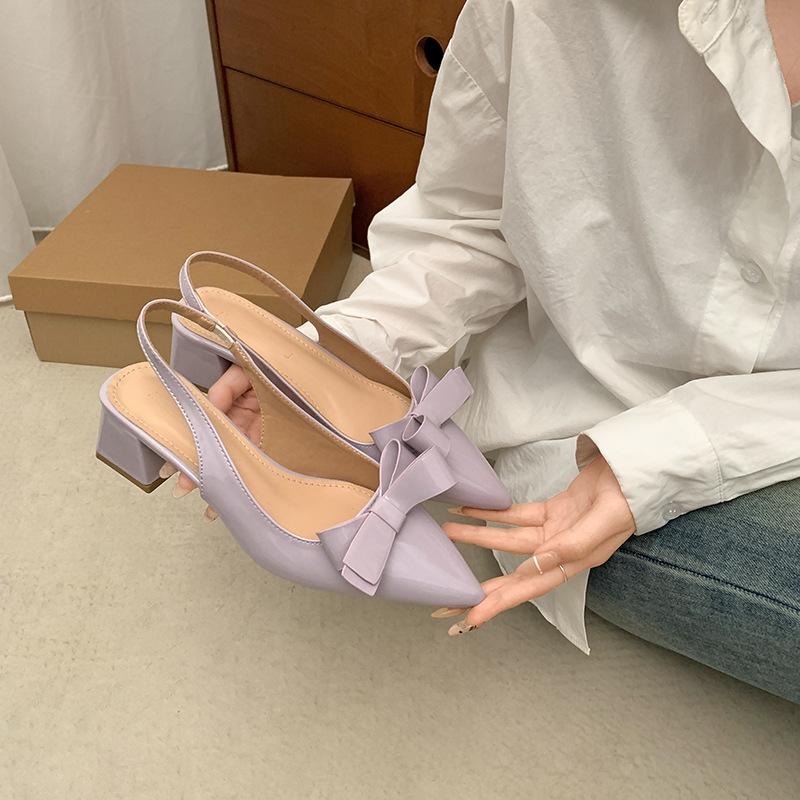 Fairy bag head thick heel pointed sandals women's skirt high-end fairy