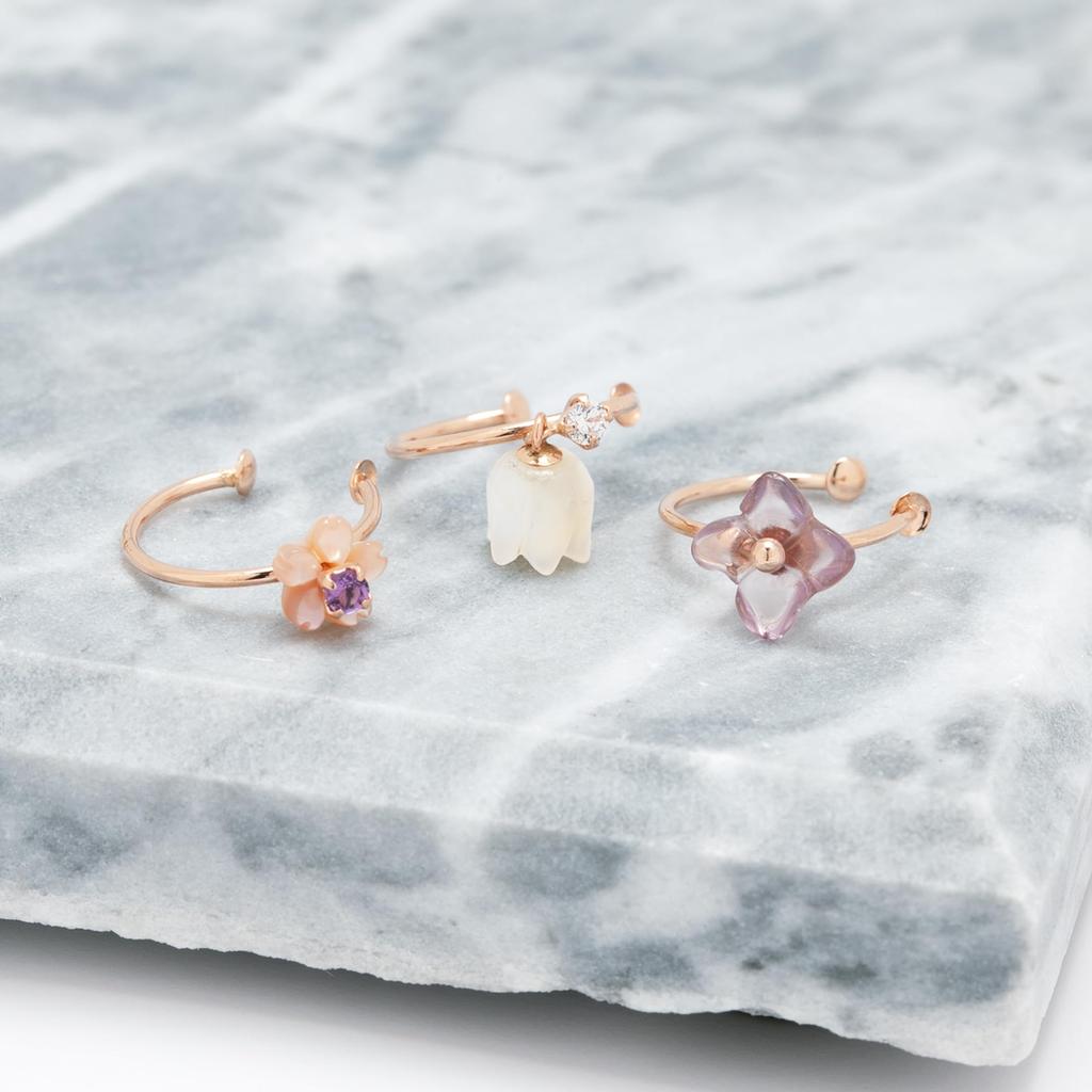 [Official] ESTELLE [WEB Exclusive] Women's Ear Cuff in 10K Pink Gold, featuring the June Birth Flower, Hydrangea (Product Code: 0294-0020-0000-0000)