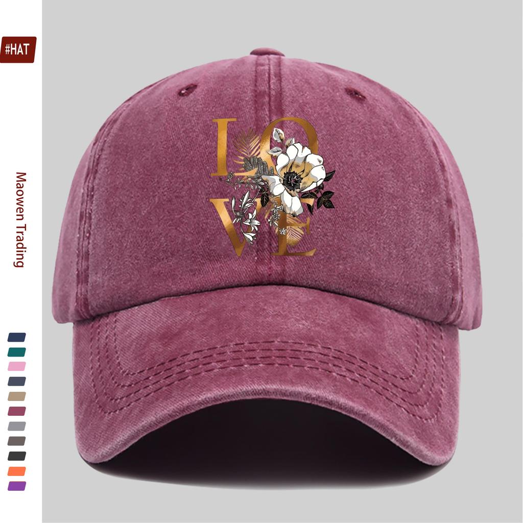 Pc Pcs Adjustable Trucker Baseball Cap with LOVE Print  Watercolor Floral Design  Lightweight Suitable for Men  Women Mult