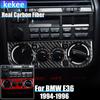 Real Carbon Fiber Car Accessories Center Console Climate Panel Trim Cover Soft Sticker For BMW E36 3 Series/M3 1994 1995 1996