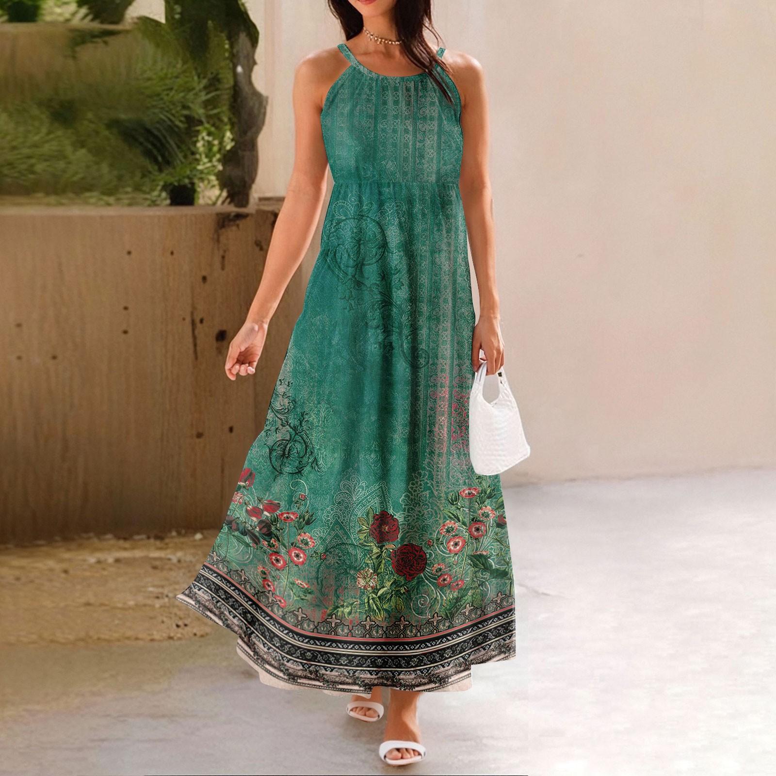 

Женское летнее повседневное модное платье без рукавов на подтяжках L зелёный