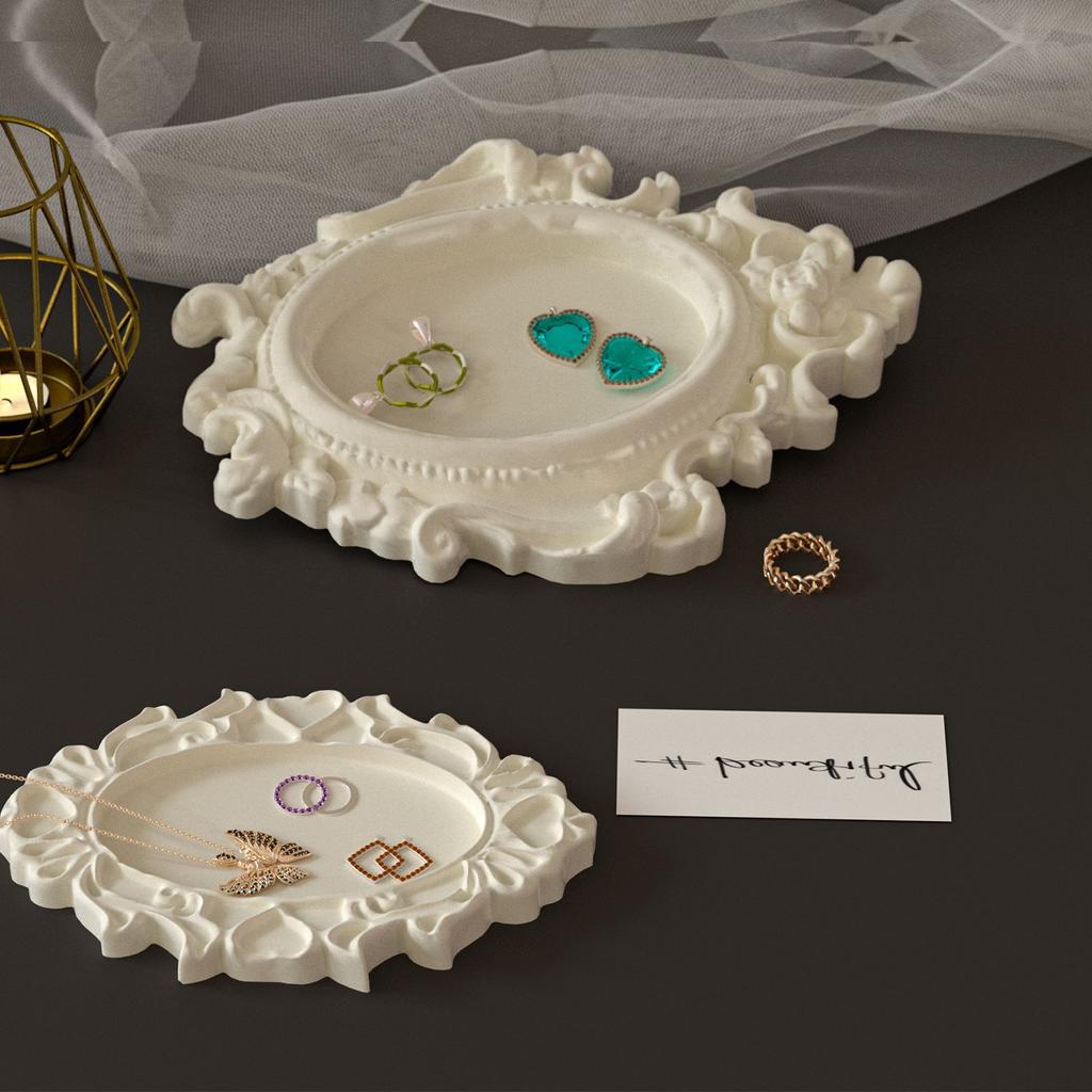 European-Style Palace Vintage Relief Pattern Storage Tray Decorative Piece DIY Oval Picture Frame Silicone Mold