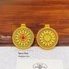 Wei Xue Eight Treasures Sand Gold Enamel Filigree Pendant Sweater Chain