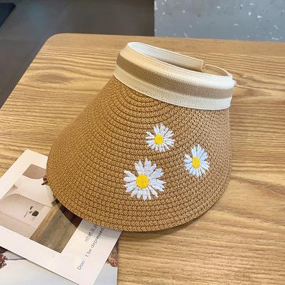 Lady Summer Empty Top Sun Visor Hat Summer Straw Wide Brim Sun Cap Uv Protection Hat