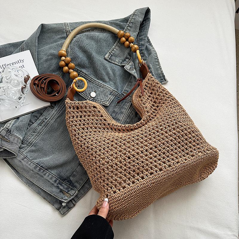 Large capacity woven bag women's summer new versatile shoulder messenger bag seaside vacation wind beach bag