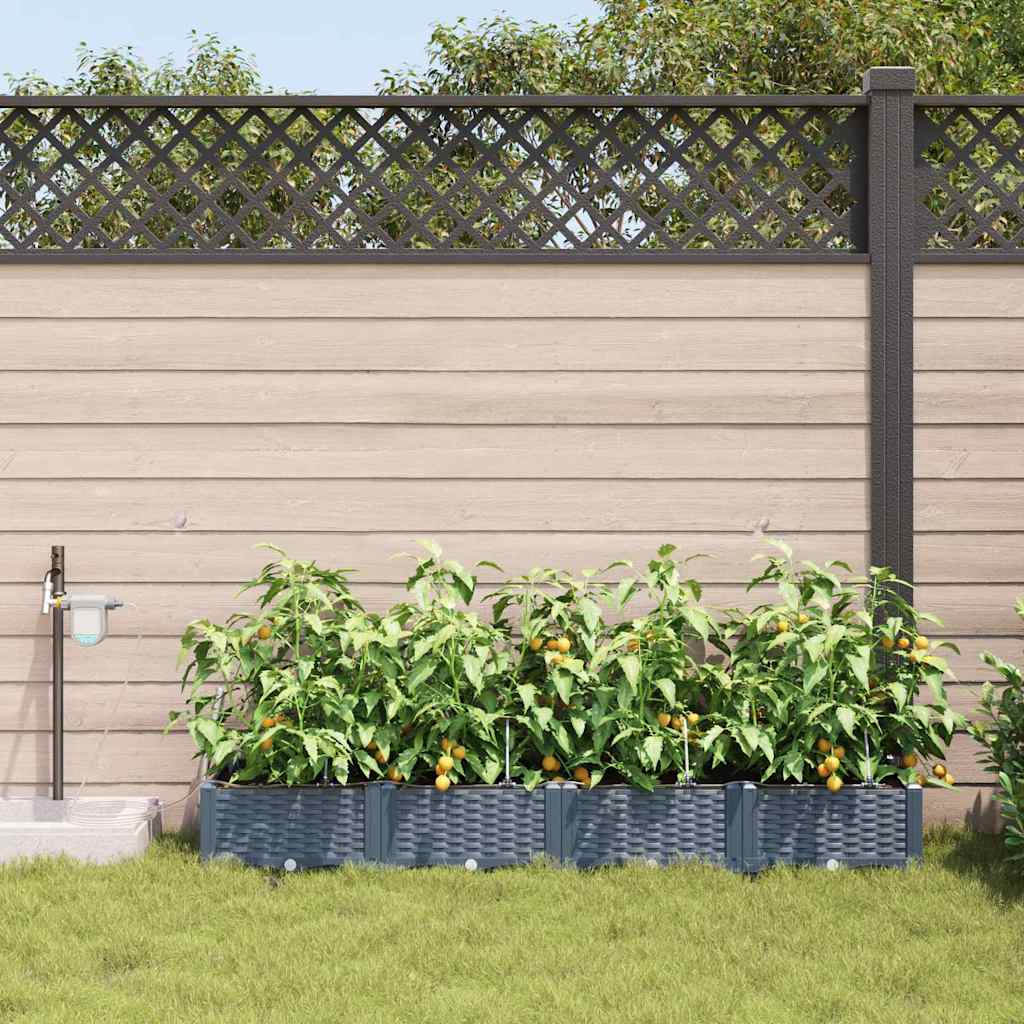 Garden Planter Set 4 pcs Light Grey 160 x 40 x 22 cm Plastic