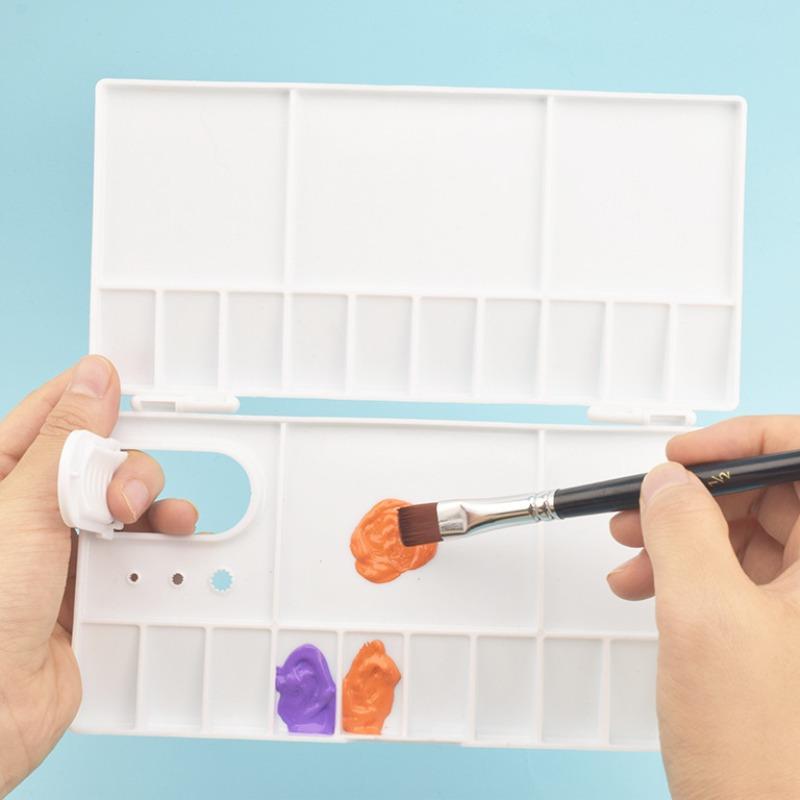 1pc Compact Folding Paint Palette with Thumb Hole – Lightweight Plastic Artist’s Mixing Tray for Acrylic, Watercolor, and Oil Paints