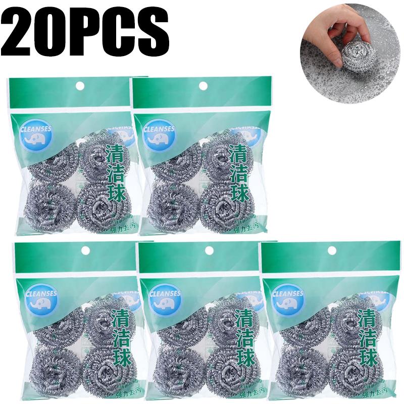 Brosses à billes de nettoyage en fil d'acier Produits de nettoyage ménagers Éponges à vaisselle avec fil Ustensiles de cuisine Élimine la rouille et les brûlures