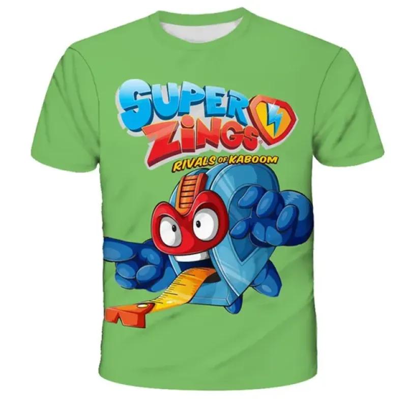 Super Zings T-shirt Summer Children's Boys and Girls Printed Cartoon T-shirt Old Children's Fashion Casual Top Clothing