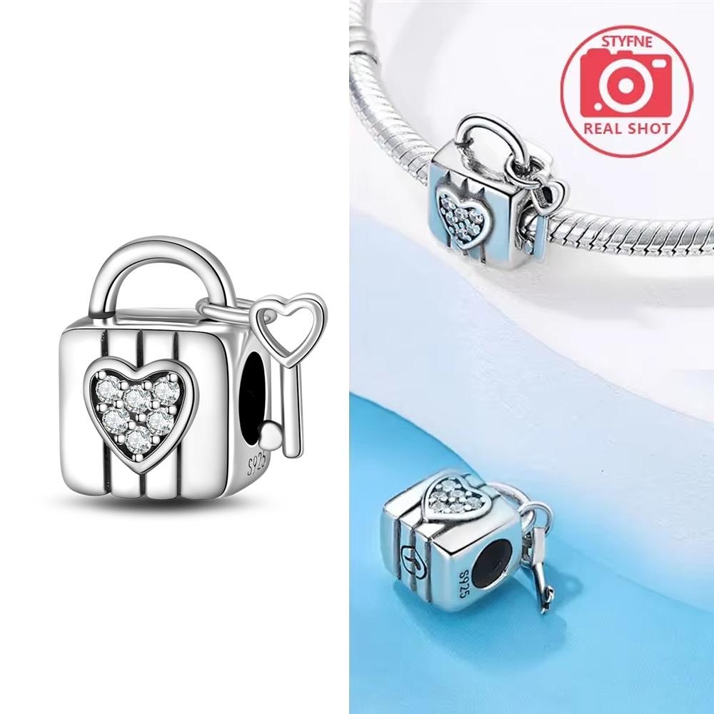 Copper Colors Key Heart-Shaped Series Eternal Love Lock Charm Fit Original Bracelet Diy Fine Jewelry Gift For Women