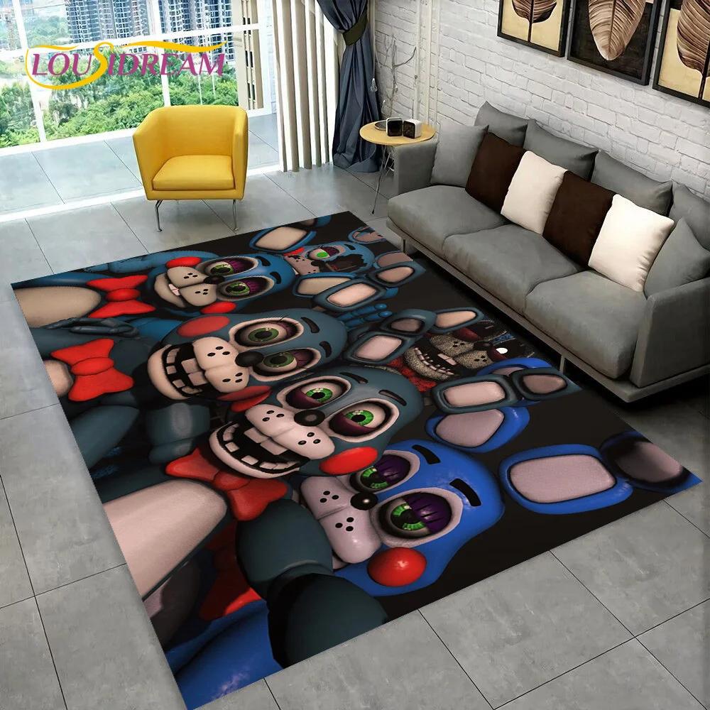 Horror Game FNAF Freddy Film Teppich Teppich für Zuhause Wohnzimmer Schlafzimmer Sofa Fußmatte Dekoration, Kinder Spielzimmer Teppich Rutschfeste Bodenmatte