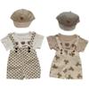 Infant Summer Fashionable Overalls Shorts Two-Piece Set for Home & Outing