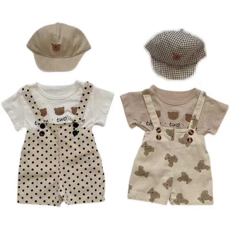 

Infant Summer Fashionable Overalls Shorts Two-Piece Set for Home & Outing 90 cm