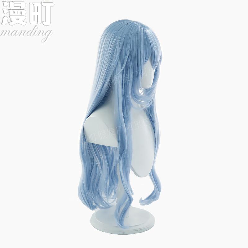 High Quality EVA Ayanami Rei Cosplay Wig 80cm Light Blue Long Wavy Hair Heat Resistant Role Play Gaia Cosplay Wigs + Wig Cap