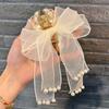 Bows Pearl Large Hair Grab Clip Super Fairy Gauze Ribbon Shark Pin Back Of The Head Female Accessories For Women