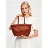 Hand-woven Genuine PU Leather Woven Casual Vegetable Basket Bag With Casual Woven Inside Bag Vintage Shopping Bag Tote Bag