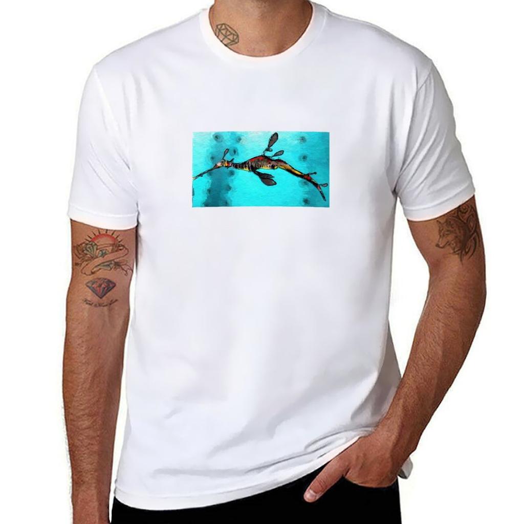 Diving Seahorse Star Art Tshirt Plus Size Summer Short Sleeve Tshirt