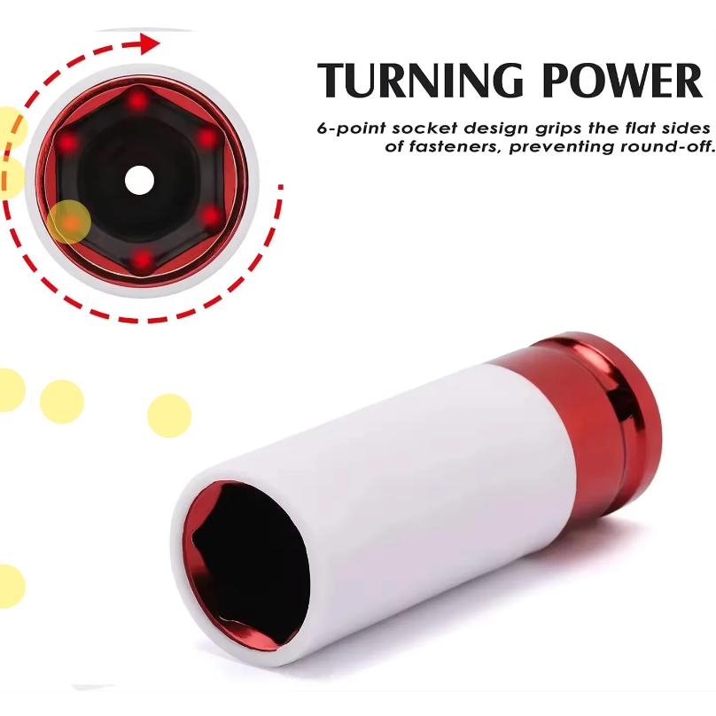 17mm 19mm 21mm Hex Sockets Colorful Sleeve Tire Protection Sleeve Wall-Deep Impact Nut Socket Alloy Wheel Pneumatic Wrench Tire