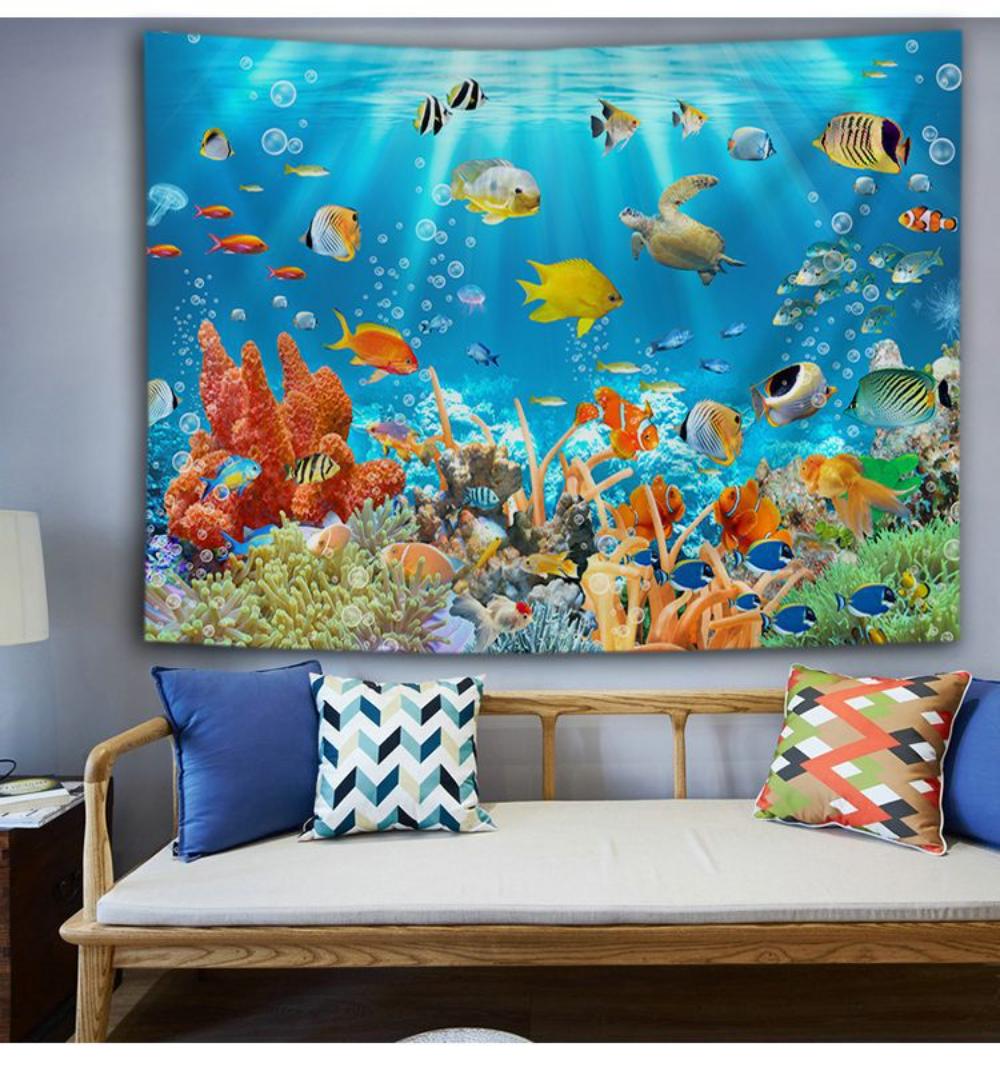 

Скандинавская 3D подвесная ткань с изображением Кита и Дельфина, подвесная ткань для дома, декоративная ткань для гостиной, ткань для спальни, фоновая ткань, настенная ткань 95*75