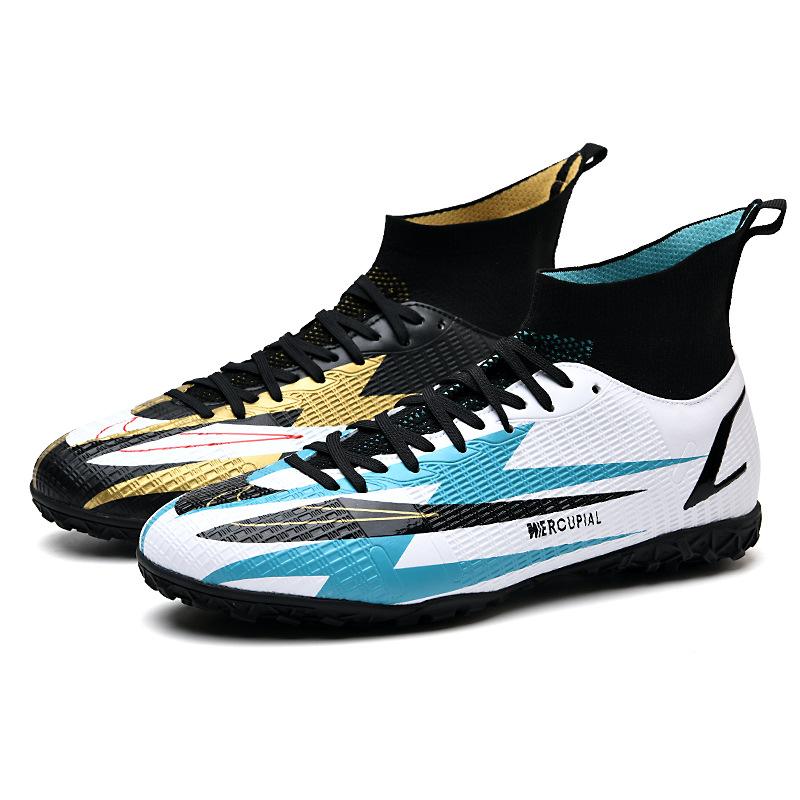 New Football Shoes, Boys' High-top Long Nails, Young and Middle School Students' Competition Training Shoes, Large Size.