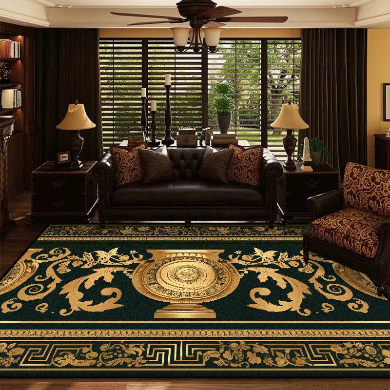 Black Golden Living Room Carpet Luxury Home Decoration Cup Large Area Rugs 200x300 Bedroom Lounge Non-slip Washable Floor Mat