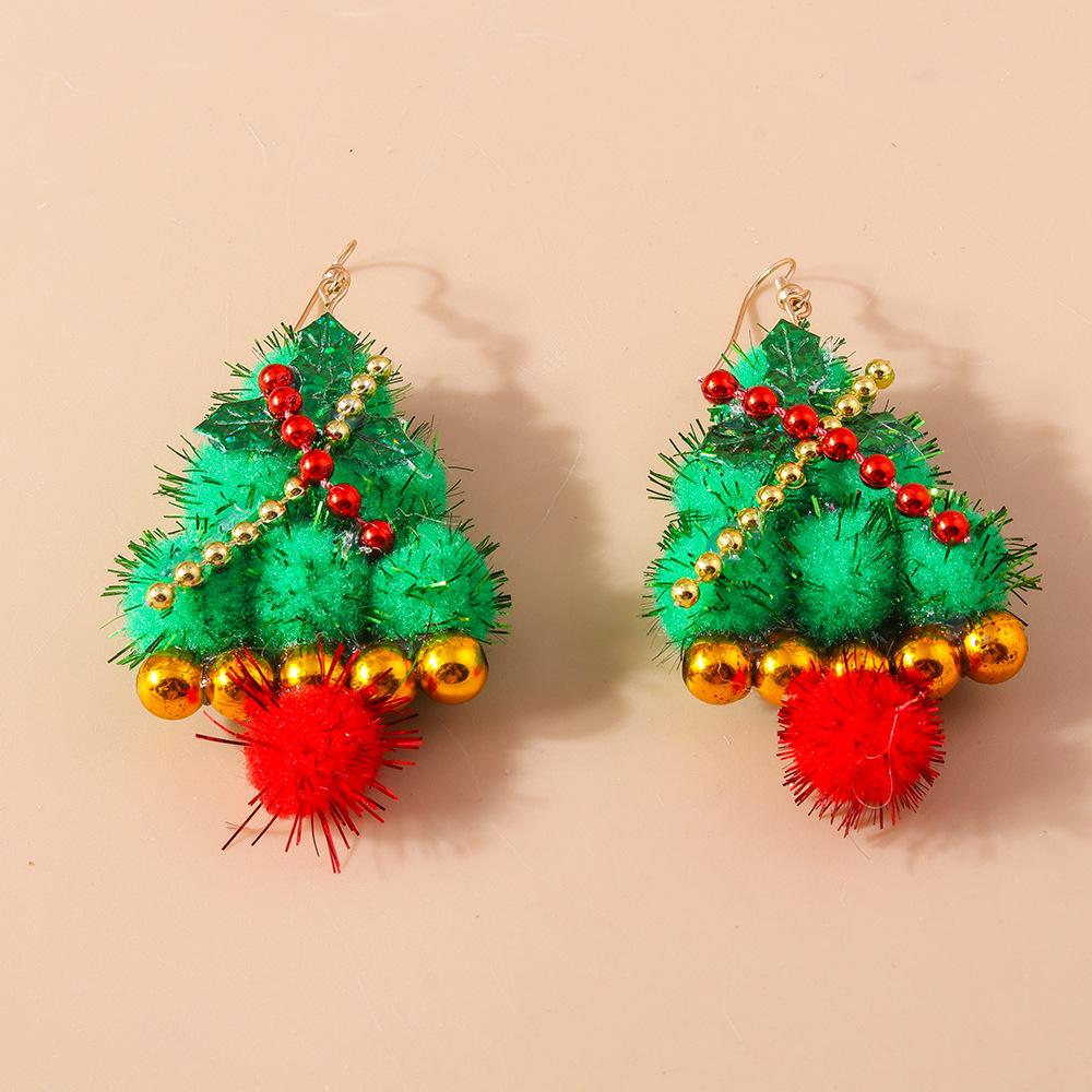 Handmade European-American Christmas Tree & Hat Dangle Earrings